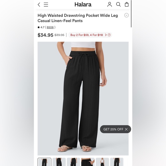 HALARA Pants - Halara Pants Medium Tall NWT Pocket Wide Leg
Casual Linen-Feel Pants High Waist